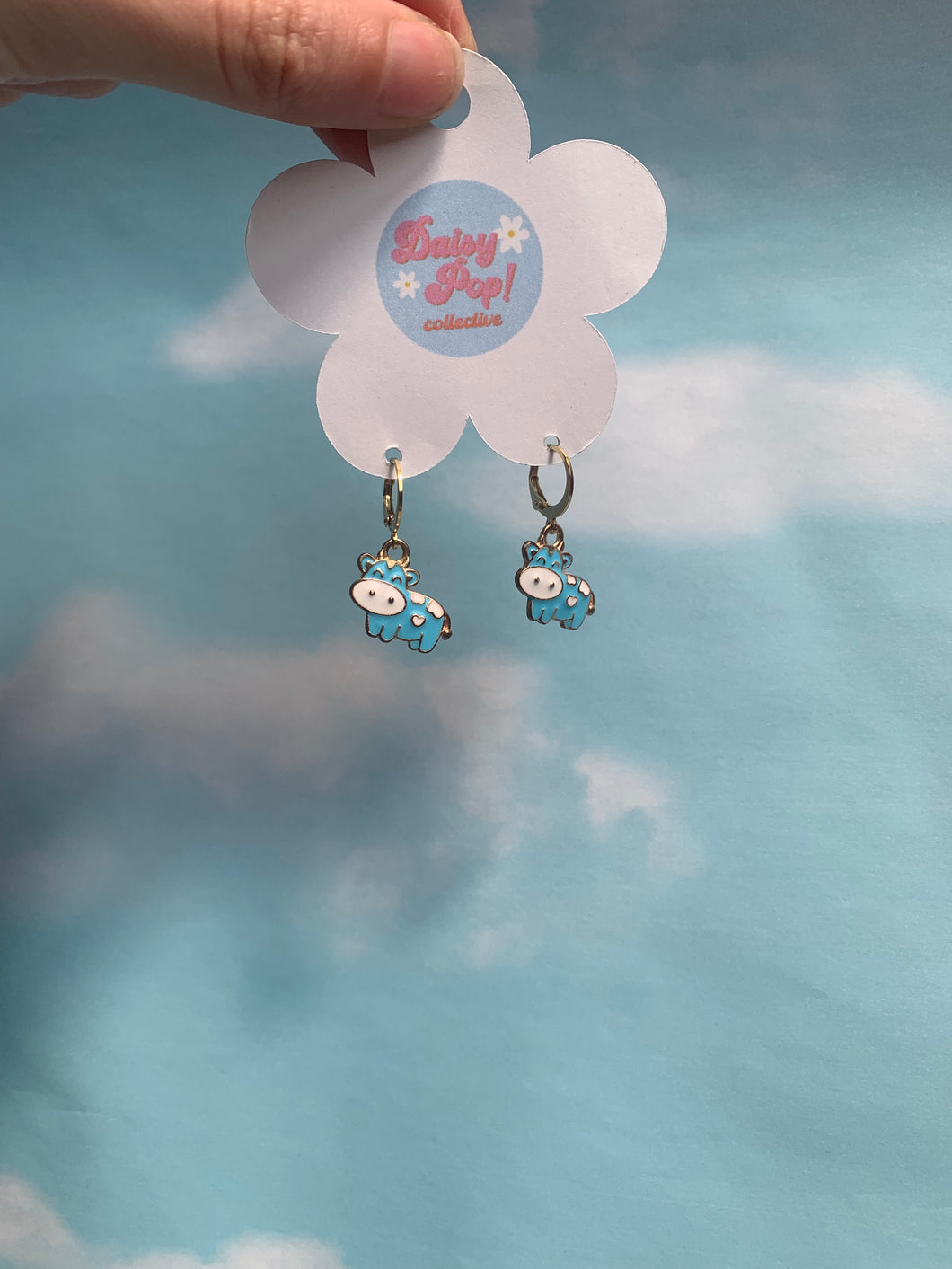 Blue Cow Earrings