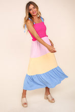 Load image into Gallery viewer, Haptics Smocked Color Block Tiered Cami Dress
