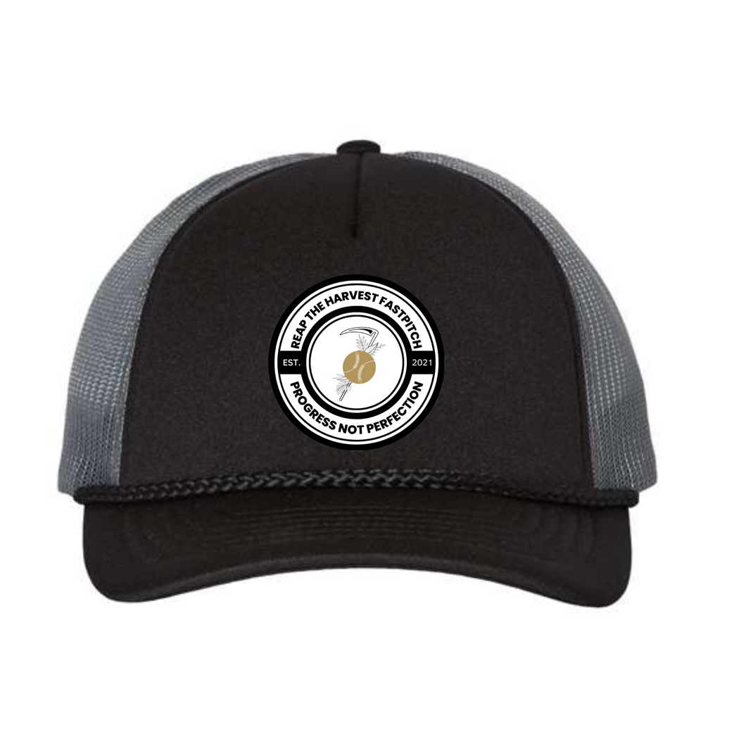 RTH black richardson foamie hat w/black and white logo