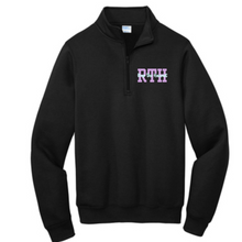 Load image into Gallery viewer, RTH mint/purple logo on black 1/4 zip sweatshirt
