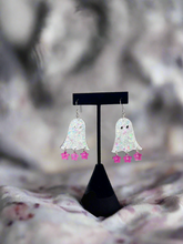 Load image into Gallery viewer, Groovy White sheet ghost chandelier earrings
