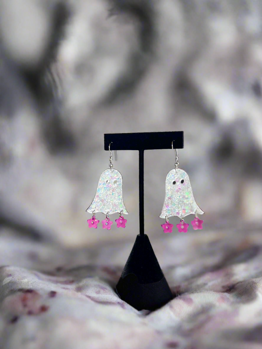 Groovy White sheet ghost chandelier earrings