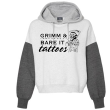 Load image into Gallery viewer, Grimm &amp; Bare It- color block cropped sweatshirt- reaper- charcoal/gray
