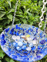 Load image into Gallery viewer, Fused Glass Bee/Butterfly Water Bowl - Blue Bauble
