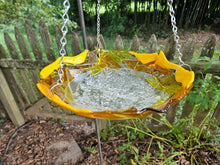 Load image into Gallery viewer, Fused Glass Hanging Bird Feeder/Bath - Sunshine
