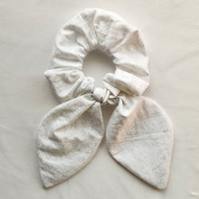 Load image into Gallery viewer, White Glitter Scrunchie with Tails
