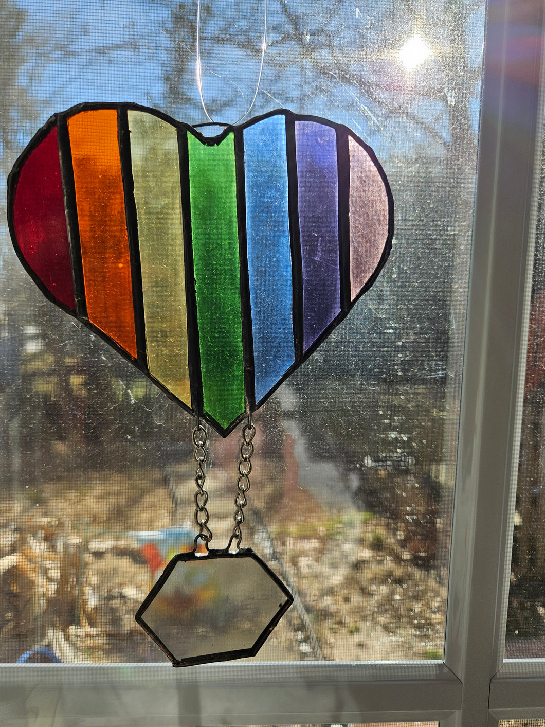 Stained Glass Hot Air Balloon Rainbow Suncatcher