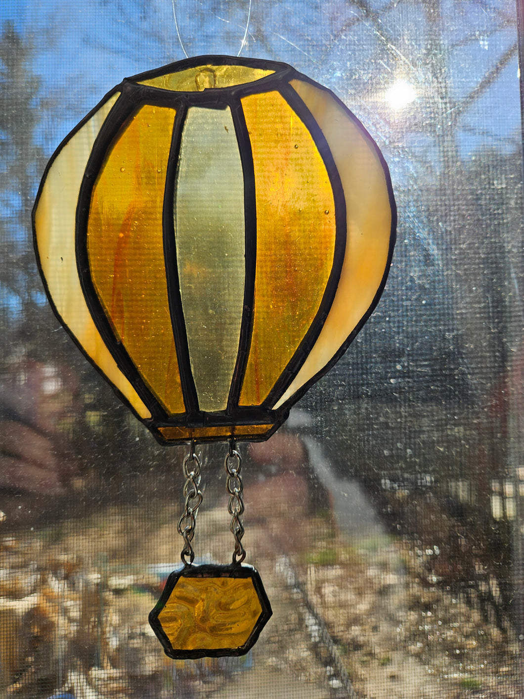 Stained Glass Hot Air Balloon Multi- Colored Suncatcher