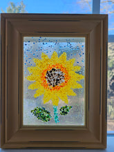 Load image into Gallery viewer, Fused Glass Crushed Glass Scape - Yellow Framed 5&quot;x 7&quot; - Sunflower
