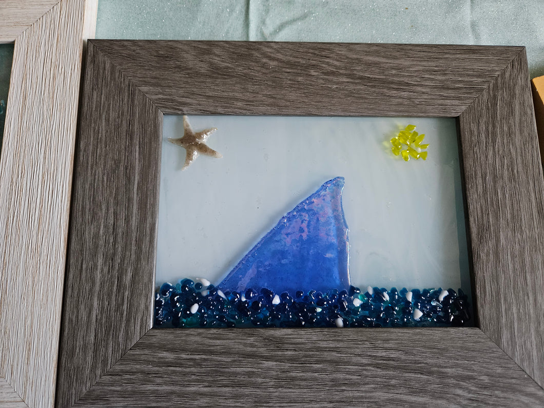 Fused Glass Crushed Glass Scapes - Framed 5