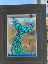 Load image into Gallery viewer, Fused Glass Crushed Glass Scapes - Framed 5&quot;x 7&quot; - Mermaid Tail
