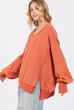 Load image into Gallery viewer, SAGE + FIG Mineral Wash Side Slit Oversized Sweatshirt
