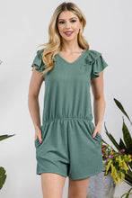 Load image into Gallery viewer, Celeste Full Size V-Neck Ruffled Ribbed Romper
