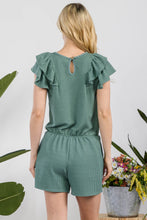 Load image into Gallery viewer, Celeste Full Size V-Neck Ruffled Ribbed Romper
