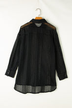 Load image into Gallery viewer, Openwork Collared Neck Long Sleeve Shirt
