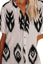 Load image into Gallery viewer, Geometric Button Up Short Sleeve Cover Up
