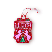 Load image into Gallery viewer, Sleigh the Patriarchy Glitter Ornament!
