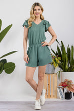 Load image into Gallery viewer, Celeste Full Size V-Neck Ruffled Ribbed Romper
