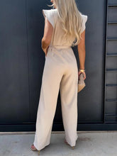 Load image into Gallery viewer, Ruffled Round Neck Cap Sleeve Jumpsuit
