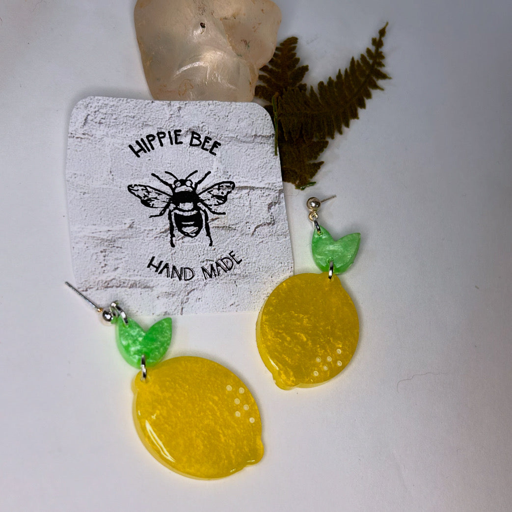 Sour and sweet lemons stud chandelier earrings