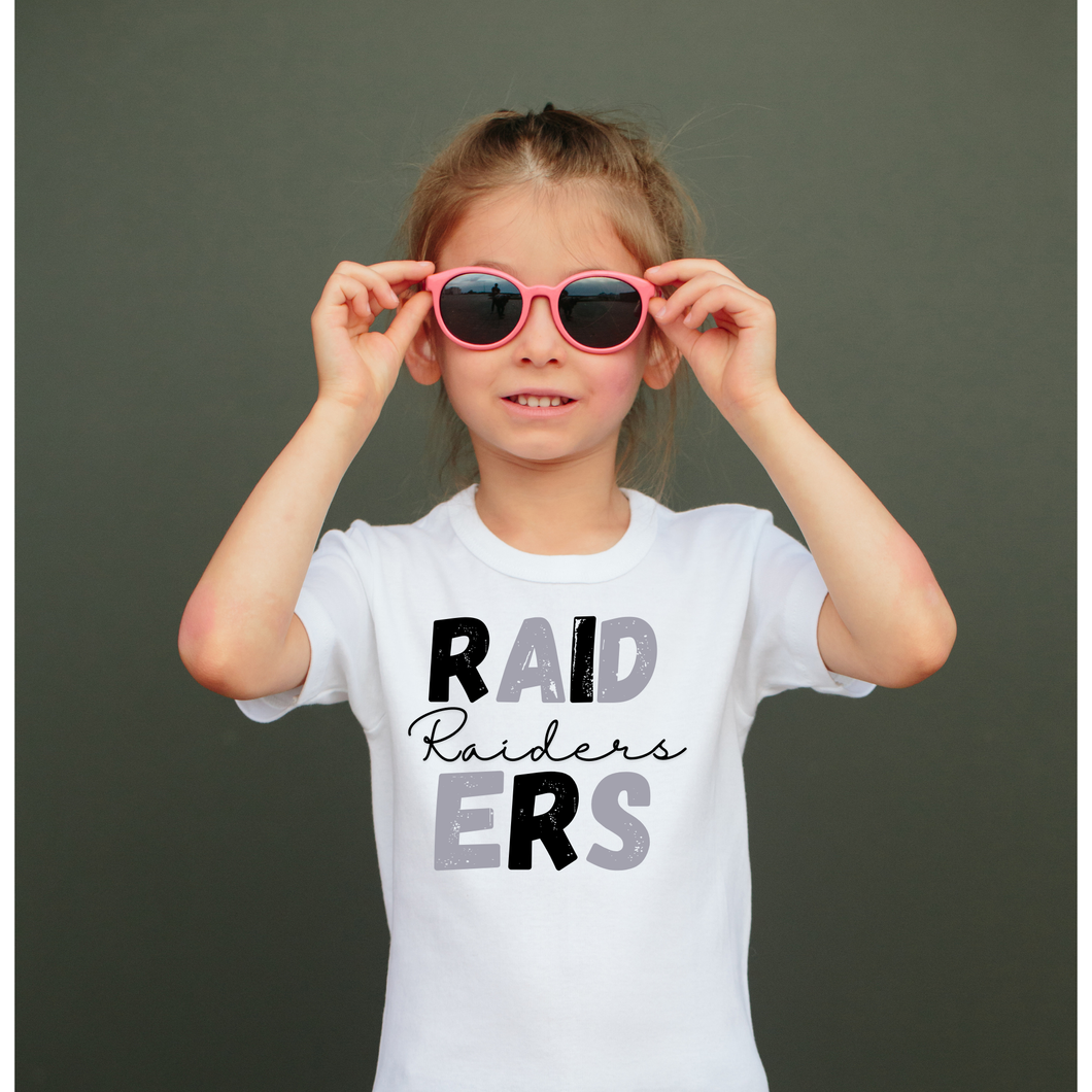 Raider bold multi font youth tee