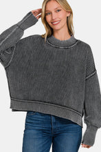 Load image into Gallery viewer, Zenana Exposed Seam Round Neck Dropped Shoulder Sweater
