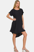 Load image into Gallery viewer, Zenana Fringe Edge High Low Flowy Dress with Pockets
