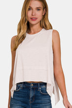 Load image into Gallery viewer, Zenana Slit High-Low Round Neck Tank
