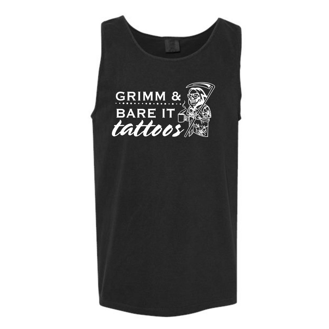 Grimm & Bare It- black unisex tank top-reaper