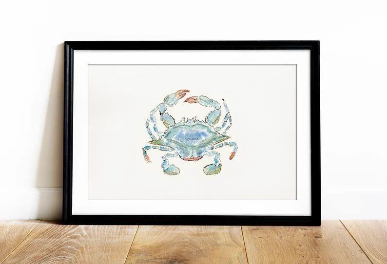 Blue Crab watercolor 5x7