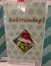 Load image into Gallery viewer, Bah Humbug Blank Card with Fused Glass Grinch
