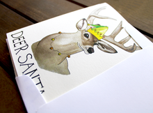 Load image into Gallery viewer, Deer Santa -- Handmade Watercolor Buck Christmas Holiday Card
