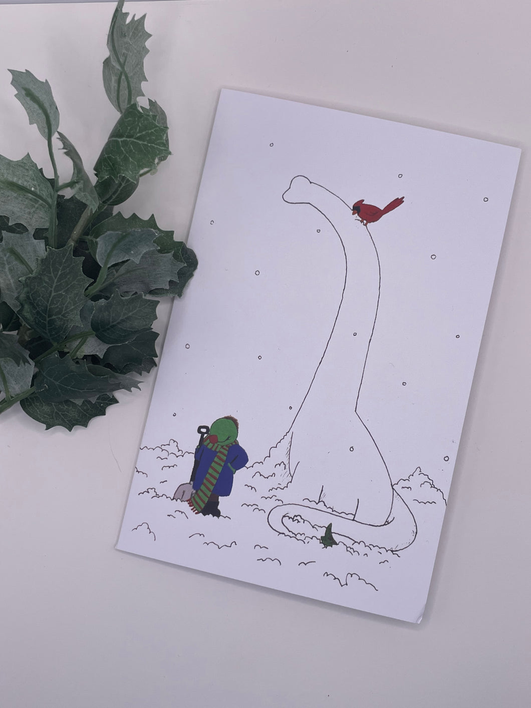 Snow Dinosaur Christmas Card