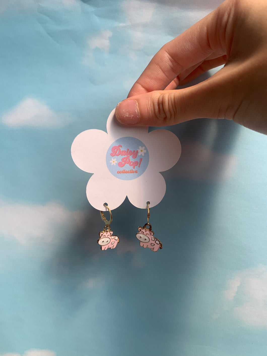 Pink Cow Earrings