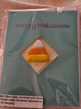 Load image into Gallery viewer, Happy Halloween Blank Card with Fused Glass Candy Corn
