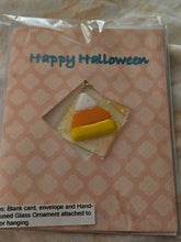 Load image into Gallery viewer, Happy Halloween Blank Card with Fused Glass Candy Corn
