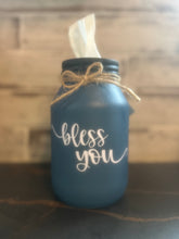 Load image into Gallery viewer, country blue mason jar tissue holder
