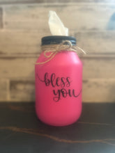 Load image into Gallery viewer, Hot pink mason jar tissue holder
