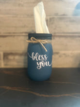 Load image into Gallery viewer, country blue mason jar tissue holder
