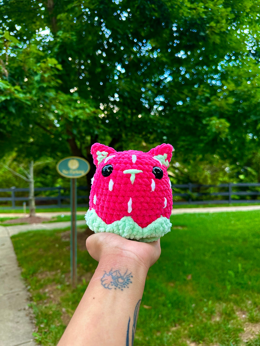 Crochet Pink Strawberry Cat