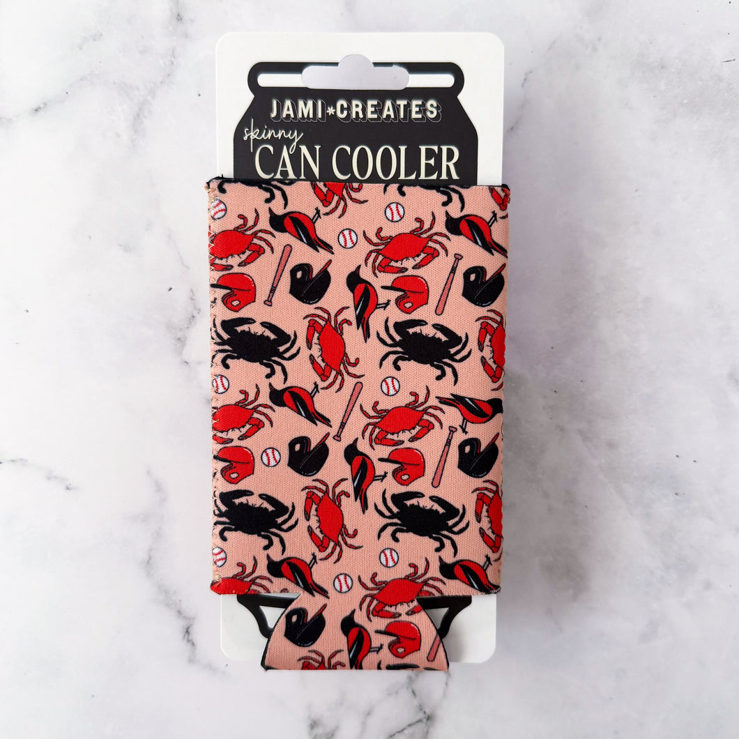 Baltimore baseball Patterned Skinny Can Cooler Koozie