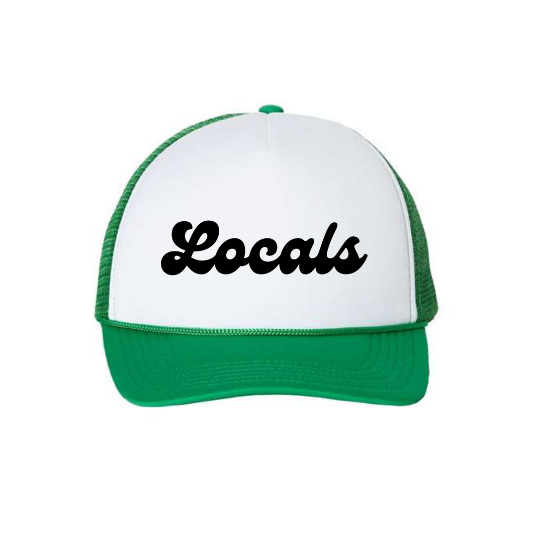 The Locals- kelly green and white foam trucker cap