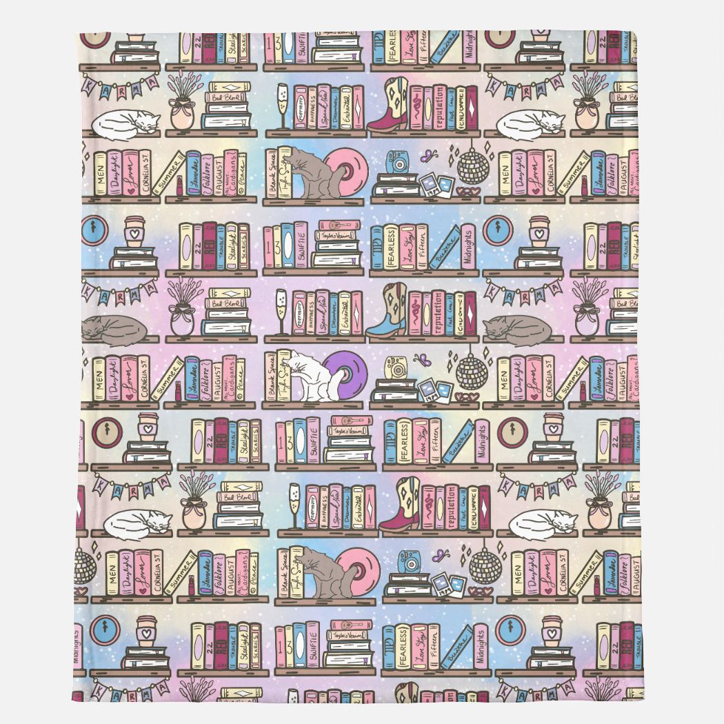 taylors book shelf- all over print minky blanket 50x60