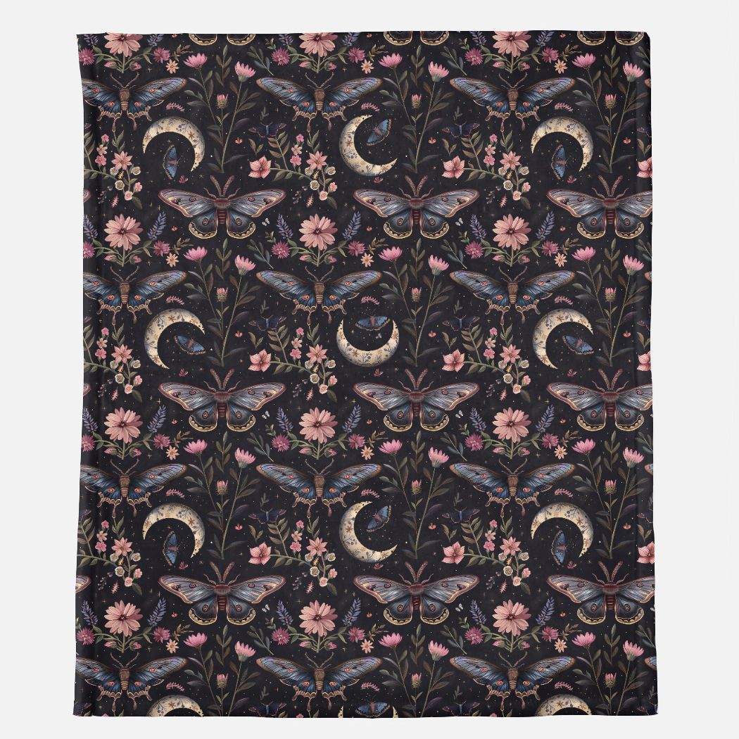 botanical moth- all over print minky blanket 50x60