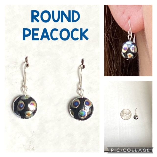 Round Peacock Beaded Earrings