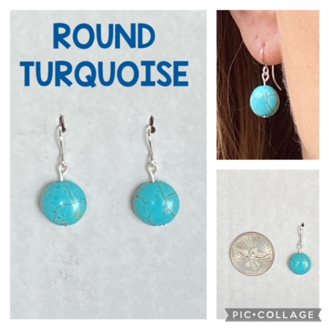 Round Turquoise Beaded Drop Earrings