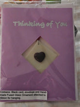 Load image into Gallery viewer, Thinking of You Blank Card with Fused Glass Heart
