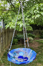 Load image into Gallery viewer, Fused Glass Bee/Butterfly Water Bowl - Blue Mosaic
