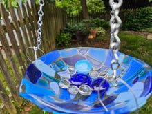 Load image into Gallery viewer, Fused Glass Bee/Butterfly Water Bowl - Blue Mosaic
