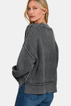 Load image into Gallery viewer, Zenana Exposed Seam Round Neck Dropped Shoulder Sweater
